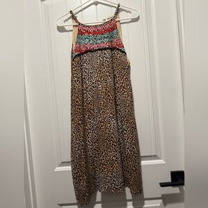 Impressions Leopard Dress with Colorful Crochet